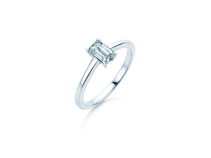 Bague de fiançailles Emerald Cross en 18K or blanc avec diamant 1,00ct G/VS