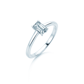 Bague de fiançailles Emerald Cross en 18K or blanc avec diamant 1,00ct G/VS