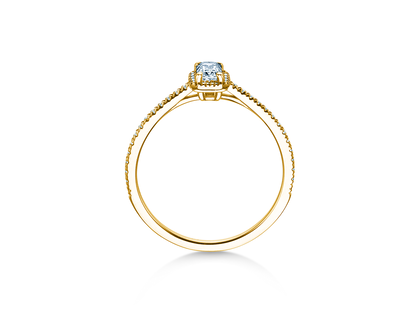 Bague de fiançailles Emerald Halo Pavé en 14K or jaune avec diamants 0,75ct G/VS