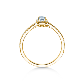 Bague de fiançailles Emerald Halo Pavé en 14K or jaune avec diamants 0,75ct G/VS