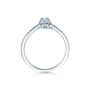 Bague de fiançailles Emerald Halo Pavé en 14K or blanc avec diamants 0,75ct G/VS