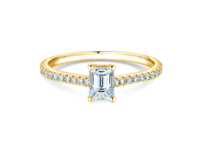Bague de fiançailles Emerald Pavé en 14K or jaune avec diamants 0,40ct G/VS
