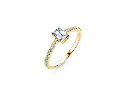 Bague de fiançailles Emerald Pavé en 14K or jaune avec diamants 0,40ct G/VS