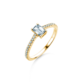 Bague de fiançailles Emerald Pavé en 14K or jaune avec diamants 0,40ct G/VS
