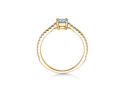 Bague de fiançailles Emerald Pavé en 14K or jaune avec diamants 0,40ct G/VS