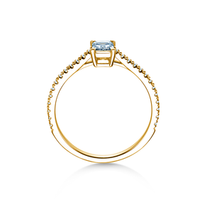 Bague de fiançailles Emerald Pavé en 14K or jaune avec diamants 0,40ct G/VS
