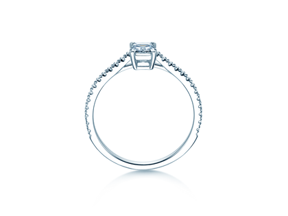 Bague de fiançailles Emerald Pavé en 14K or blanc avec diamants 0,40ct G/VS