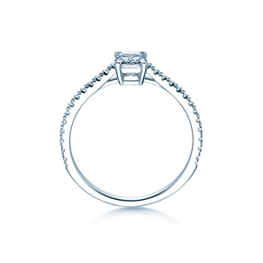 Bague de fiançailles Emerald Pavé en 14K or blanc avec diamants 0,40ct G/VS