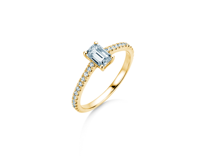 Bague de fiançailles Emerald Pavé en 14K or jaune avec diamants 0,70ct G/VS