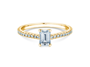 Bague de fiançailles Emerald Pavé en 14K or jaune avec diamants 0,70ct G/VS