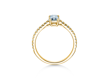 Bague de fiançailles Emerald Pavé en 14K or jaune avec diamants 0,70ct G/VS