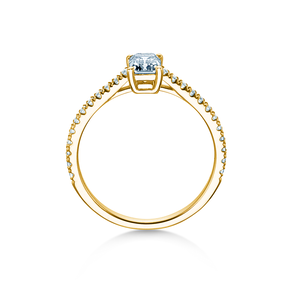 Bague de fiançailles Emerald Pavé en 14K or jaune avec diamants 0,70ct G/VS