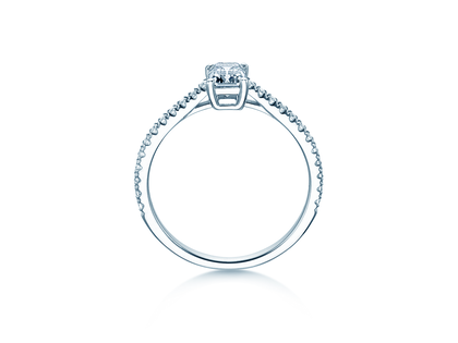 Bague de fiançailles Emerald Pavé en platine