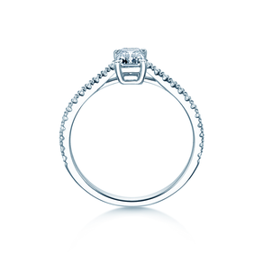 Bague de fiançailles Emerald Pavé en platine