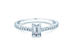 Bague de fiançailles Emerald Pavé en platine