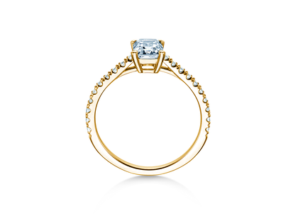 Bague de fiançailles Emerald Pavé en 14K or jaune avec diamants 1,30ct G/VS