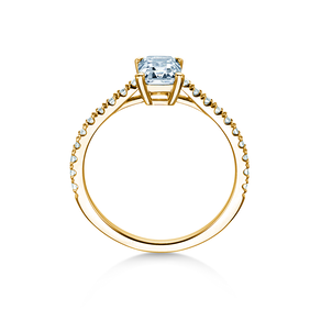 Bague de fiançailles Emerald Pavé en 14K or jaune avec diamants 1,30ct G/VS