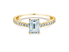 Bague de fiançailles Emerald Pavé en 14K or jaune avec diamants 1,30ct G/VS