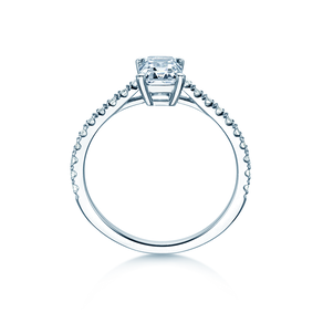 Bague de fiançailles Emerald Pavé en 14K or blanc avec diamants 1,30ct G/VS