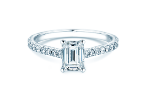 Bague de fiançailles Emerald Pavé en 14K or blanc avec diamants 1,30ct G/VS