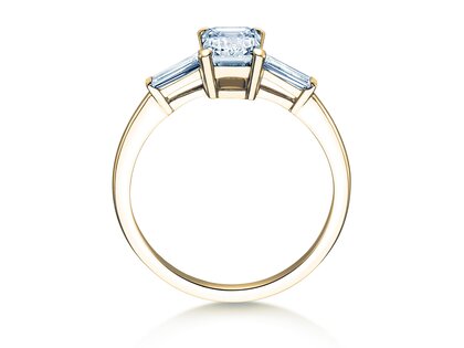 Bague de fiançailles Emerald Tapered Baguette en 14K or jaune avec diamants 0,41ct G/VS