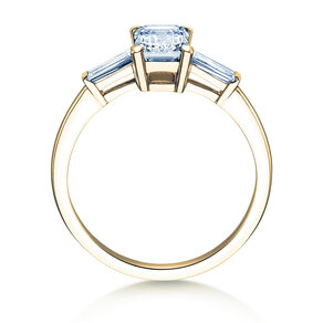Bague de fiançailles Emerald Tapered Baguette en 14K or jaune avec diamants 0,41ct G/VS