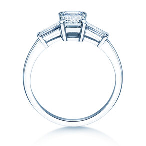 Bague de fiançailles Emerald Tapered Baguette en 14K or blanc avec diamants 0,41ct G/VS