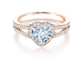 Bague de fiançailles Flame dans 18K or rose avec diamants 1,54ct G/SI