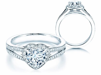 Bague de fiançailles Flame dans platine 950/- avec diamants 1,54ct G/SI
