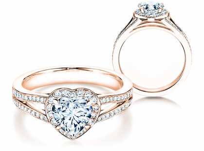 Bague de fiançailles Flame dans 18K or rose avec diamants 1,54ct G/SI