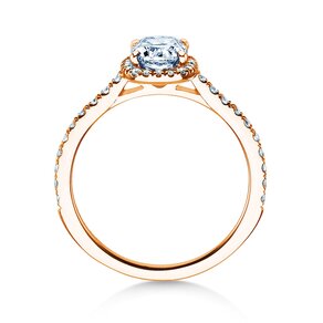 Bague de fiançailles Halo Cushion Pavé en 9K or rose avec diamants 0,80ct G/SI