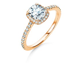 Bague de fiançailles Halo Cushion Pavé en 9K or rose avec diamants 0,80ct G/SI
