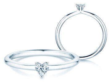 Bague de fiançailles Heart Clean en 14K or blanc avec diamant 0,08ct G/SI