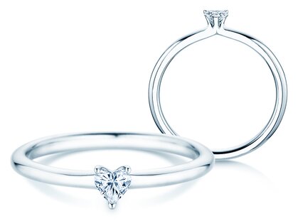 Bague de fiançailles Heart Clean en platine 950/- avec diamant 0,08ct G/SI