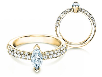Bague de fiançailles Louis en 18K or jaune avec diamants 1,12ct G/SI