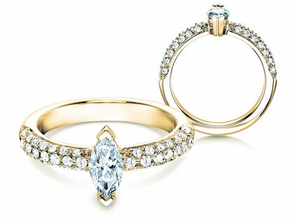 Bague de fiançailles Louis en 18K or jaune avec diamants 1,12ct G/SI