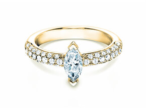 Bague de fiançailles Louis en 18K or jaune avec diamants 1,12ct G/SI