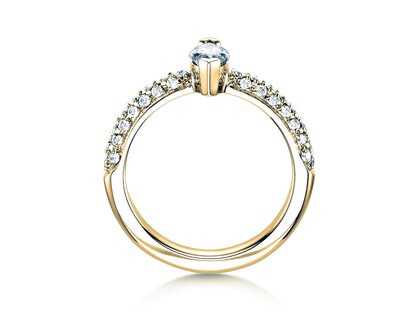 Bague de fiançailles Louis en 18K or jaune avec diamants 1,12ct G/SI