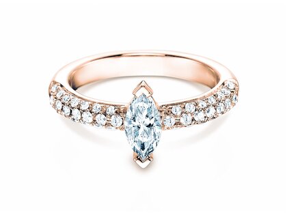 Bague de fiançailles Louis en 18K or rose avec diamants 1,12ct G/SI