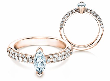 Bague de fiançailles Louis en 18K or rose avec diamants 1,12ct G/SI