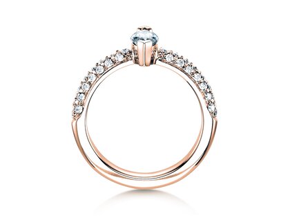 Bague de fiançailles Louis en 18K or rose avec diamants 1,12ct G/SI