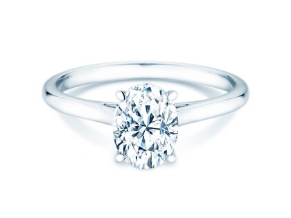 Bague de fiançailles Oval Cut en 14K or blanc avec diamant 2,00ct G/SI