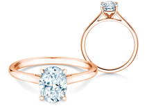 Bague de fiançailles Oval Cut en 18K or rose avec diamant 0,25ct G/SI