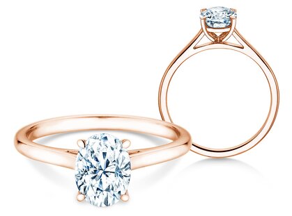 Bague de fiançailles Oval Cut en 14K or rose avec diamant 2,00ct G/SI