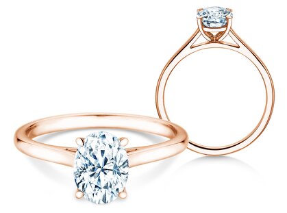 Bague de fiançailles Oval Cut en 18K or rose avec diamant 0,25ct G/SI