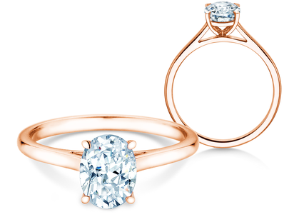 Bague de fiançailles Oval Cut en or rose