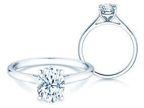 Bague de fiançailles Oval Cut en platine 950/- avec diamant 0,25ct G/SI