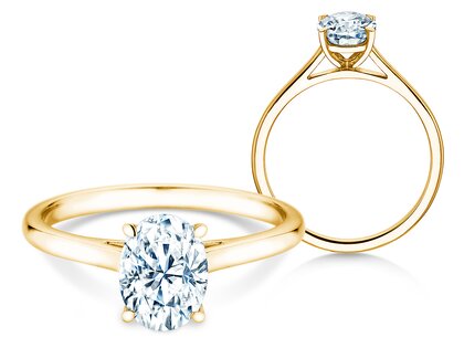 Bague de fiançailles Oval Cut en 18K or jaune avec diamant 0,75ct G/SI