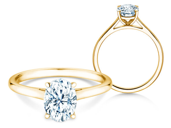 Bague de fiançailles Oval Cut en 18K or jaune avec diamant 0,75ct G/SI