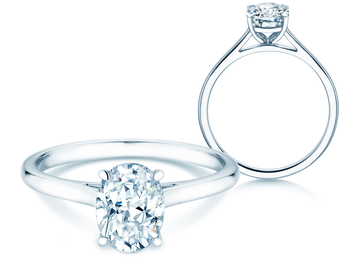 Bague de fiançailles Oval Cut en 14K or blanc avec diamant 2,00ct G/SI